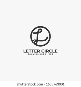 Vector Logo Illustration Abstract Letter L With Circle Silhouette Style