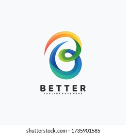 Vector Logo Illustration Abstract Letter Gradient Colorful Style.