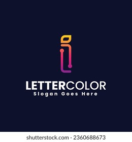 Vector Logo Illustration Abstract Letter I Line Shape Colorful Style