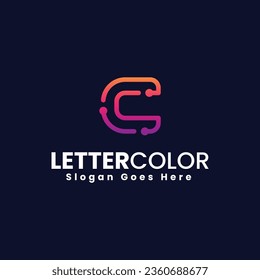 Vector Logo Illustration Abstract Letter C Line Shape Colorful Style