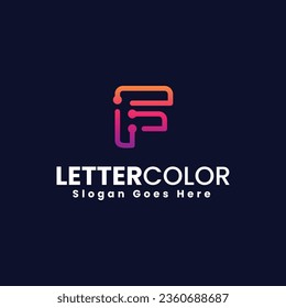 Vector Logo Illustration Abstract Letter F Line Shape Colorful Style