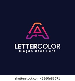 Ilustración del logotipo del vector Letra abstracta forma de línea estilo colorido