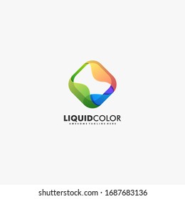 Ilustración De Logotipo Vector Resumen De Estilo De Color Del Gradiente Líquido.