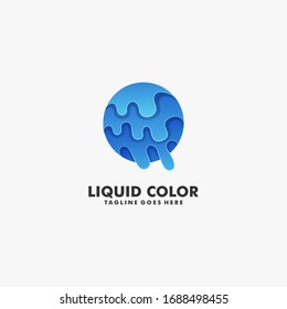 Ilustración De Logotipo Vector Resumen De Estilo De Color Del Gradiente Líquido.