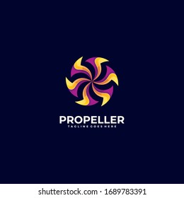Vector Logo Illustration Abstract Propeller Gradient Colorful Style.