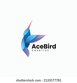 Vector Logo Illustration Ace Bird Gradient Colorful Style.