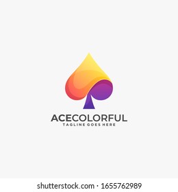 Vector Logo Illustration Ace Gradient Colorful Style