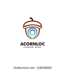 Vector Logo Illustration Acorn Location Gradient Line Art Style.