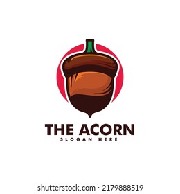 Vector Logo Illustration Acorn Simple Mascot Style.