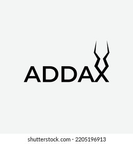 Vector Logo Illustration Addax, Simple flat vector sign, logo, symbol, print art illustration design. Logotype