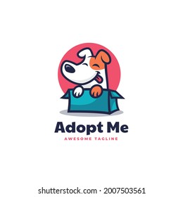 Vector Logo Illustration Adopted Dog Mascot Cartoon Style.