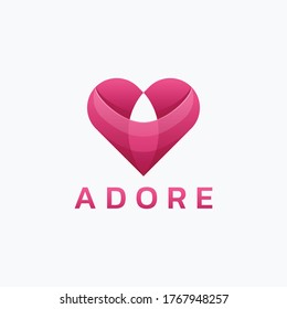 Vector Logo Illustration Adore Gradient Colorful Style.