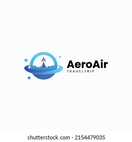 Vector Logo Illustration Aero Air Gradient Colorful Style.