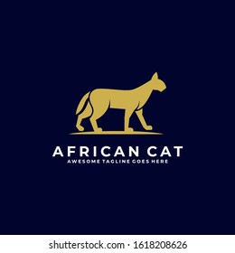 Vector Logo Illustration African Cat Silhouette