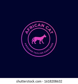 Vector Logo Illustration African Cat Vintage Badge