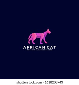 Vector Logo Illustration African Cat Gradient Colorful
