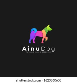 Vector Logo Illustration Ainu Dog Elegant Gradient Colorful
