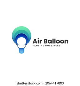 Vector Logo Illustration Air Balloon Gradient Colorful Style.