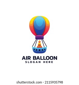 Vector Logo Illustration Air Balloon Gradient Colorful Style.