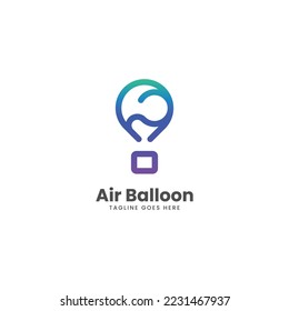 Logotipo vectorial Ilustración Estilo de arte de línea gradiente de globo de aire.