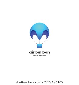 Vector Logo Illustration Air Balloon Gradient Colorful Style.