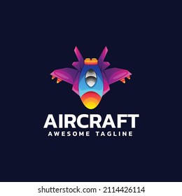 Vector Logo Illustration Aircraft Gradient Colorful Style.