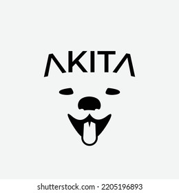 Ilustración con logotipo vectorial Akita, símbolo simple de vector plano, logotipo, símbolo, diseño de ilustración de arte impreso. Logotipo