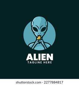 Vector Logo Illustration Alien Mascot Cartoon Style.