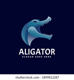 Vector Logo Illustration Alligator Gradient Colorful Style.