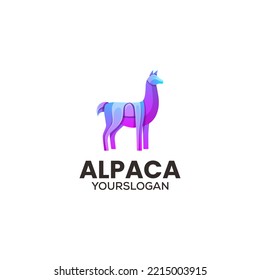 Vector logo illustration alpaca gradient colorful style