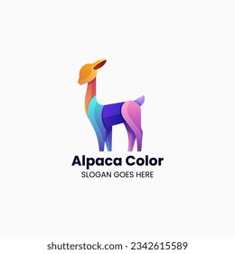Vector Logo Illustration Alpaca Gradient Colorful Style