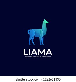 Vector Logo Illustration Alpacas Elegant Gradient Colorful