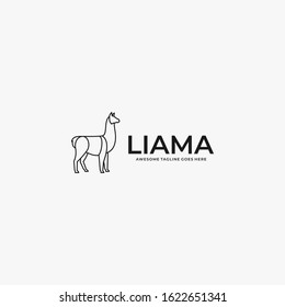 Vector Logo Illustration Alpacas Elegant Line Art Style