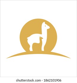 Vector Logo Illustration Alpacas Elegant Silhouette