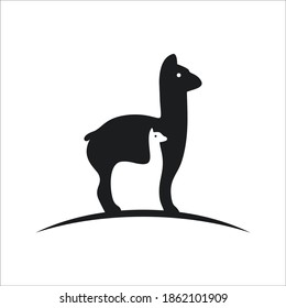 Vector Logo Illustration Alpacas Elegant Silhouette