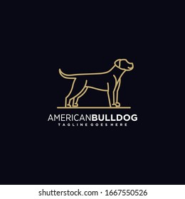 Vector Logo Illustration American Bulldog Gradient Line Art Style.