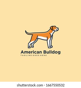 Vector Logo Illustration American Bulldog Elegant Simple Mascot Style