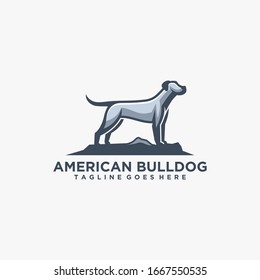 Vector Logo Illustration American Bulldog Mascot Cartoon Style
