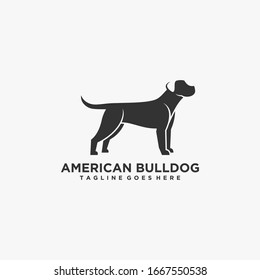 Vector Logo Illustration American Bulldog Negative space Style.