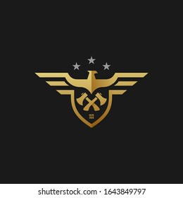 Vector Logo Illustration American Eagle Builder Badge Style