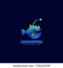 Vector Logo Illustration Angler Fish Gradient Colorful Style.
