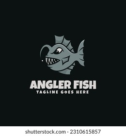 Vector Logo Illustration Angler Fish Mascot Cartoon Style.