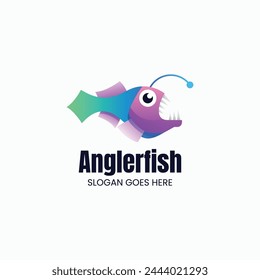 Vector Logo Illustration Angler Fish Gradient Colorful Style