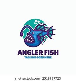 Ilustração de logotipo de vetor Angler Fish estilo mascote simples