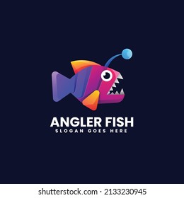 Vector Logo Illustration Anglerfish Gradient Colorful Style.