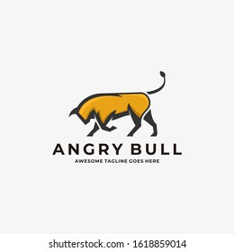 Vector Logo Illustration Angry Bull Mascot Cartoon