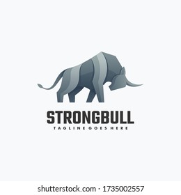 Vector Logo Illustration Angry Bull Gradient Colorful Style.