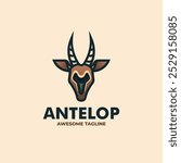 Vector Logo Illustration Antelop Simple Mascot Style