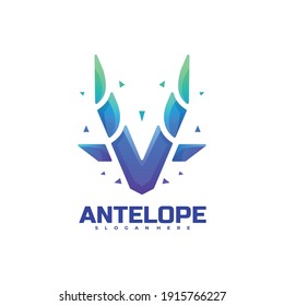 Vector Logo Illustration Antelope Gradient Colorful Style.