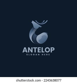 Vector Logo Illustration Antelope Gradient Colorful Style.